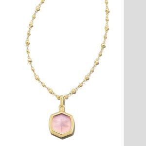 Kendra Scott Davie Intaglio Necklace In Gold Pink Opalite Dragonfly New